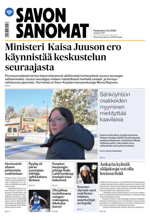 Savon Sanomat 13.2.2026