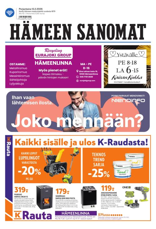 Hämeen Sanomat 13.2.2026