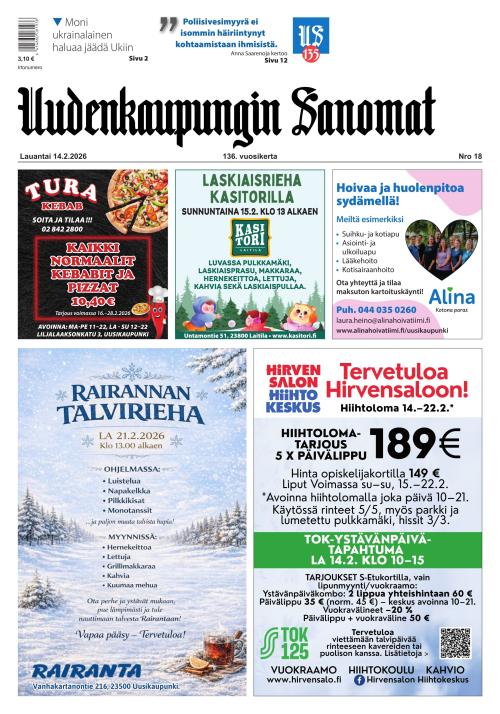 Uudenkaupungin Sanomat 14.2.2026