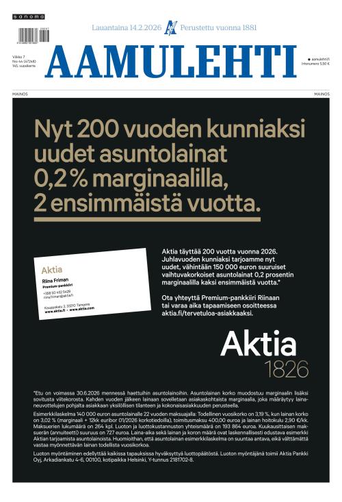 Aamulehti 14.2.2026