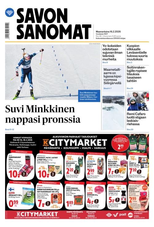 Savon Sanomat 16.2.2026