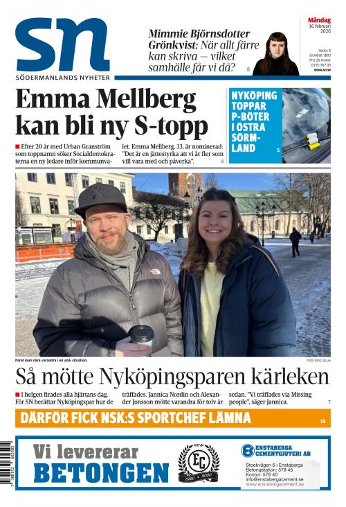 Södermanlands Nyheter 16.2.2026