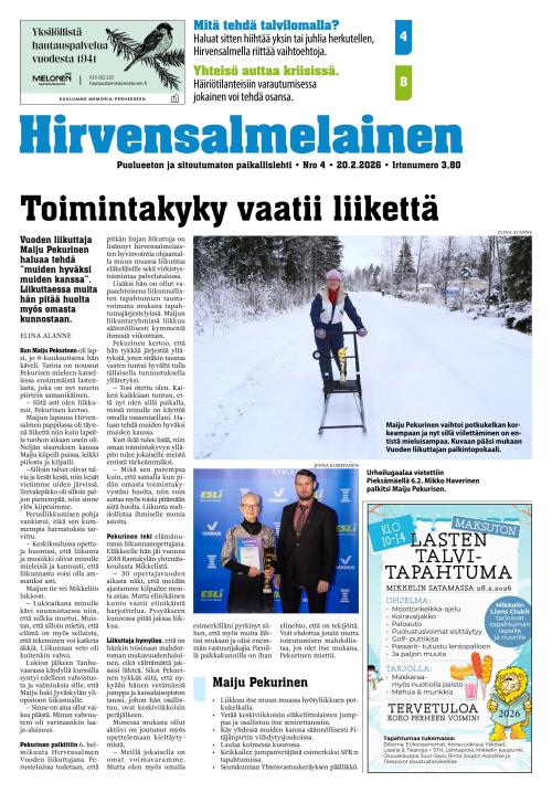 Hirvensalmelainen 20.2.2026