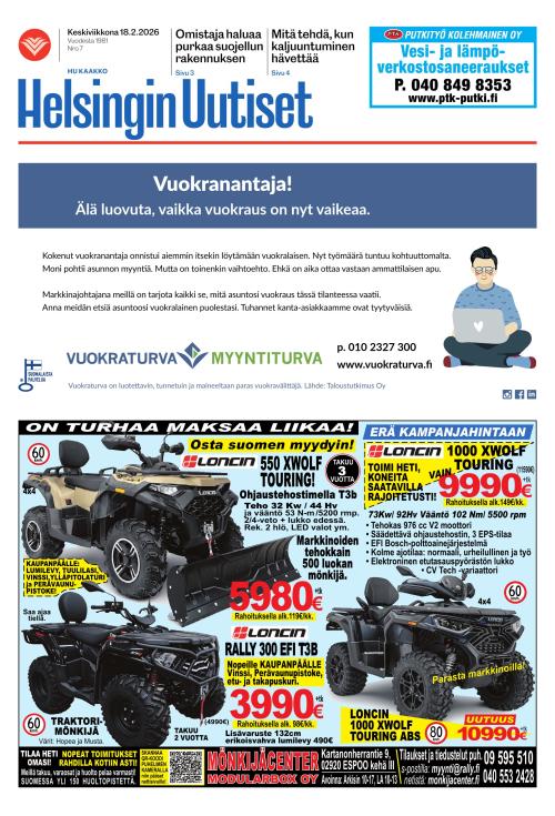 Helsingin Uutiset (Kaakko) & Kallio Lehti 18.2.2026