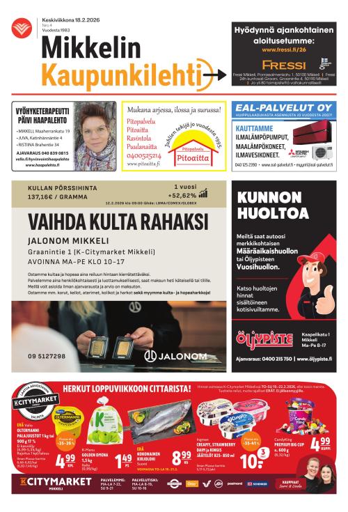 Mikkelin kaupunkilehti 18.2.2026