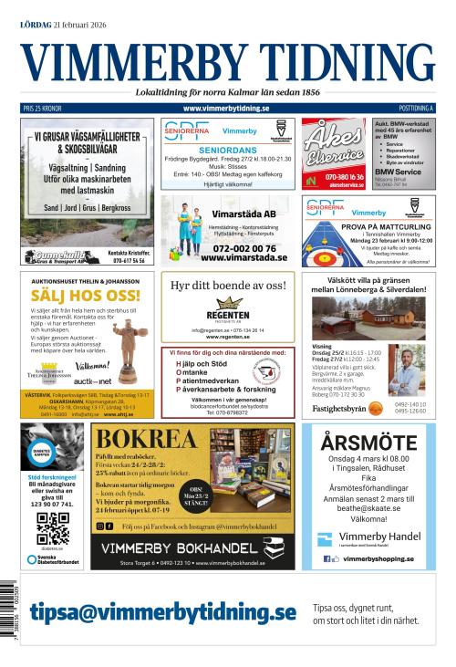 Vimmerby Tidning / Kinda-Posten 21.2.2026