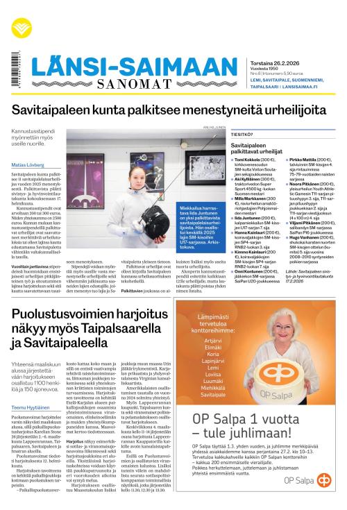 Länsi-Saimaan Sanomat 26.2.2026