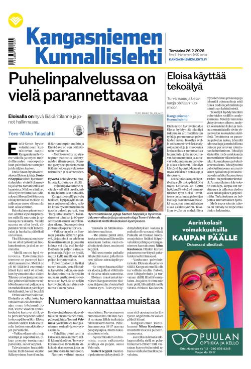 Kangasniemen kunnallislehti 26.2.2026