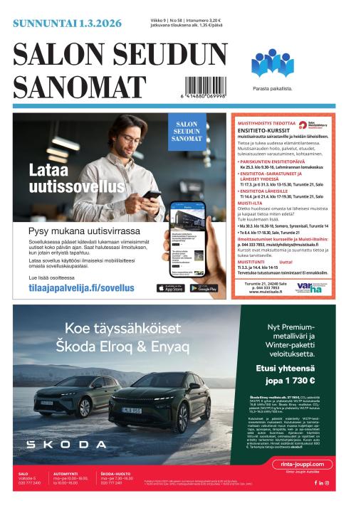 Salon Seudun Sanomat 1.3.2026