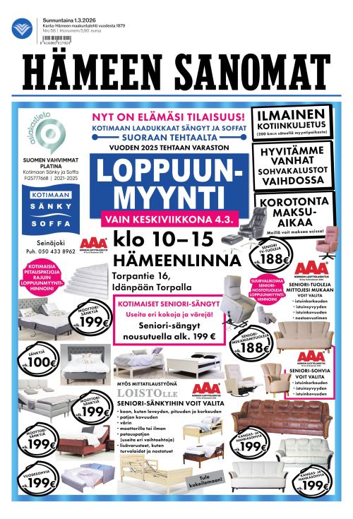 Hämeen Sanomat 1.3.2026