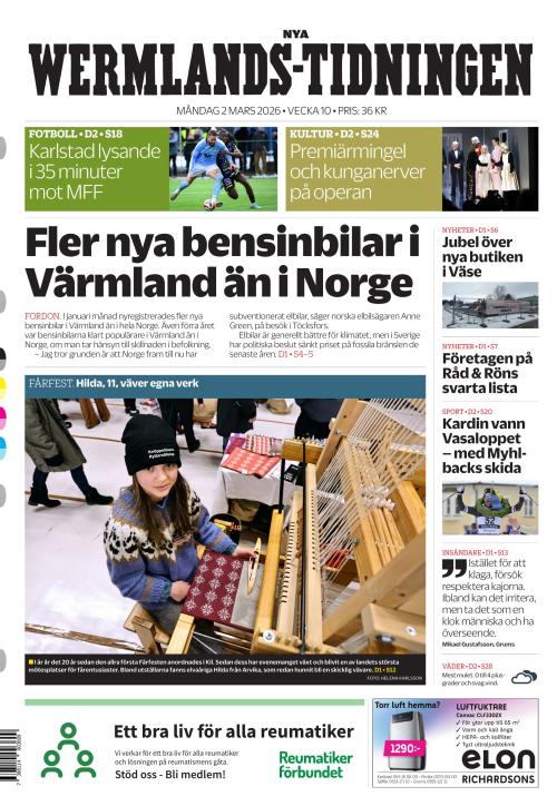 Nya Wermlands-Tidningen 2.3.2026