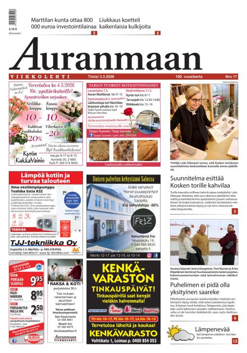 Auranmaan Viikkolehti 3.3.2026