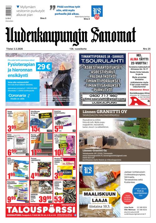 Uudenkaupungin Sanomat 3.3.2026