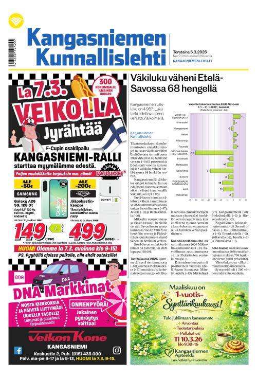 Kangasniemen kunnallislehti 5.3.2026
