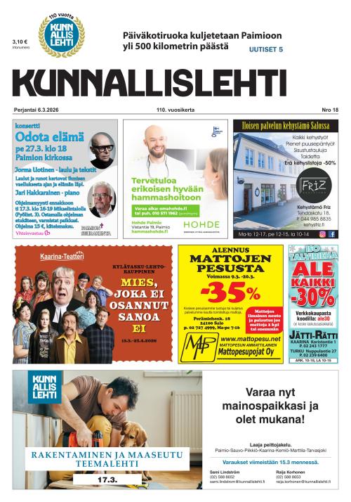 Kunnallislehti Paimio-Sauvo-Kaarina 6.3.2026