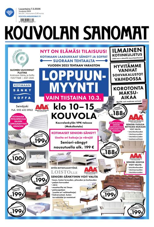 Kouvolan Sanomat 7.3.2026