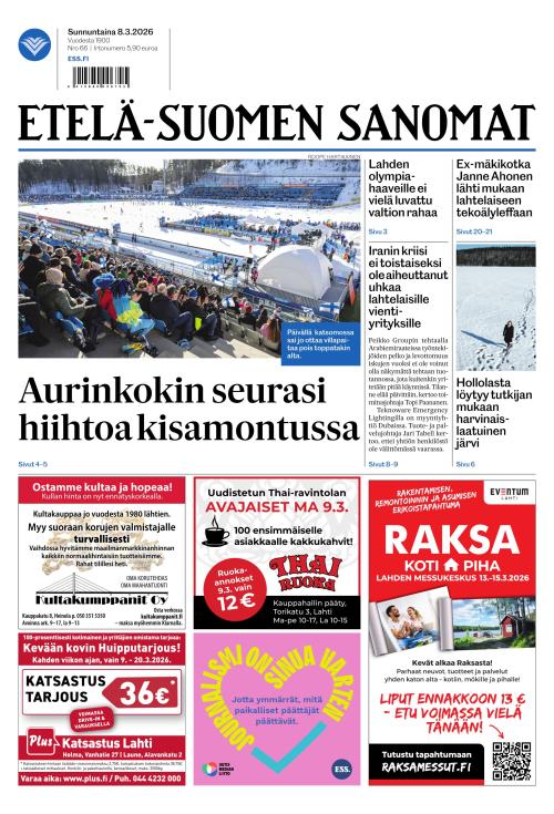 Etelä-Suomen Sanomat 8.3.2026