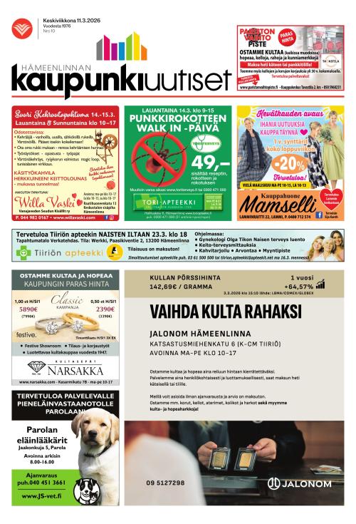 Hämeenlinnan kaupunkiuutiset 11.3.2026