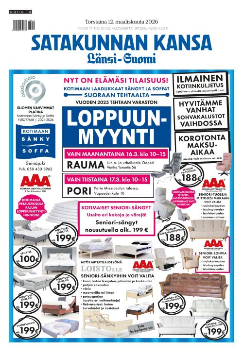 Satakunnan Kansa Länsi-Suomi 12.3.2026