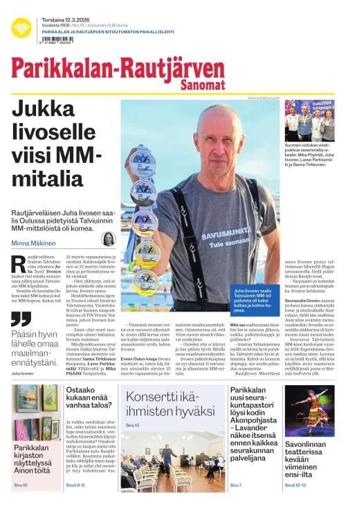 Parikkalan-Rautjärven Sanomat 12.3.2026
