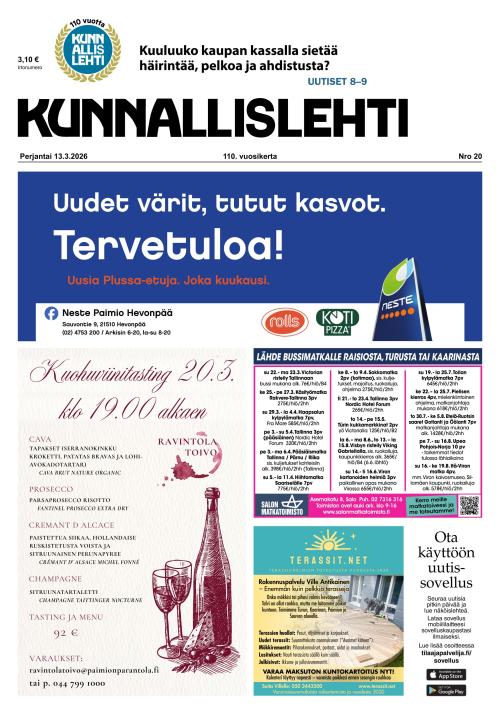 Kunnallislehti Paimio-Sauvo-Kaarina 13.3.2026