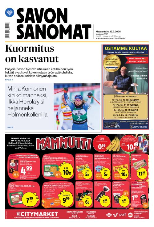 Savon Sanomat 16.3.2026
