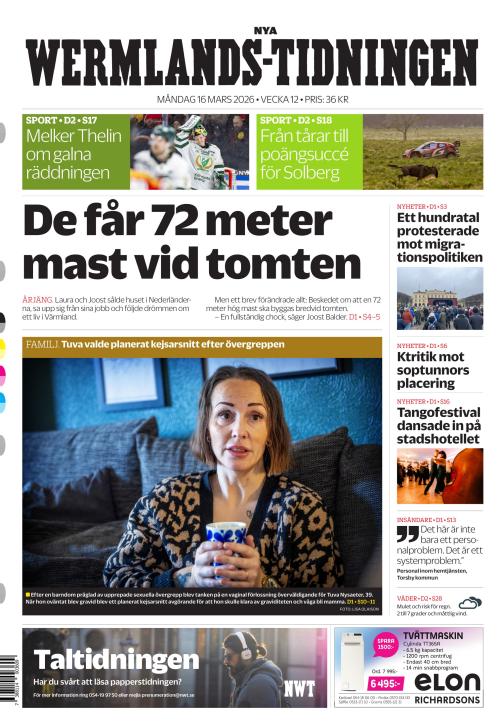 Nya Wermlands-Tidningen 16.3.2026
