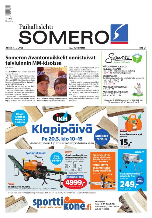 Paikallislehti Somero 17.3.2026