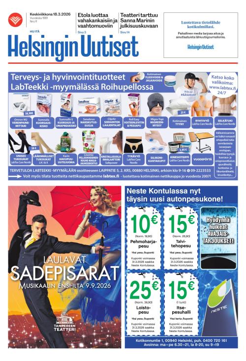 Helsingin Uutiset (Itä) 18.3.2026
