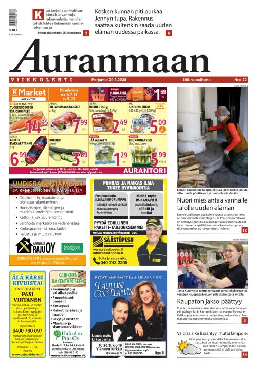 Auranmaan Viikkolehti 20.3.2026