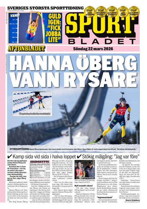 Aftonbladet Sportbladet 22.3.2026