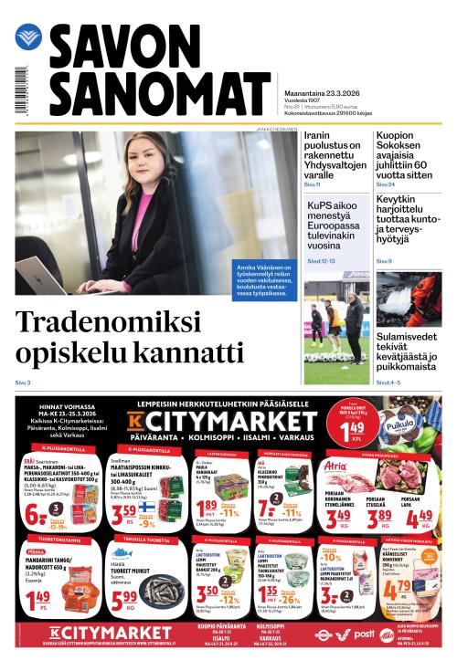 Savon Sanomat 23.3.2026