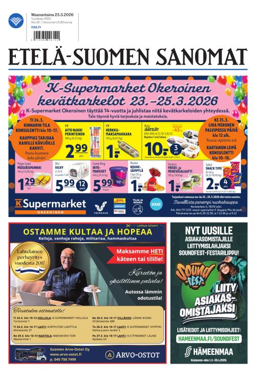 Etelä-Suomen Sanomat 23.3.2026