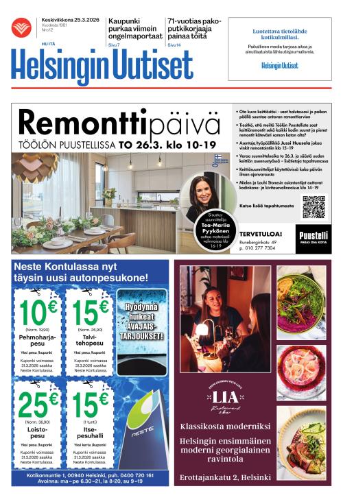 Helsingin Uutiset (Itä) 25.3.2026