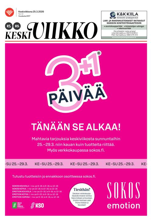KS Keskiviikko (Kouvolan Sanomat ja Kymen Sanomat -liitteet) 25.3.2026