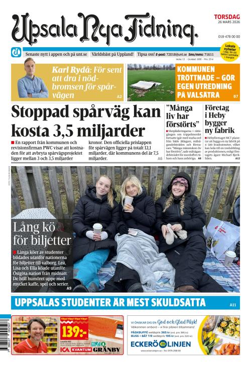 Upsala Nya Tidning 26.3.2026