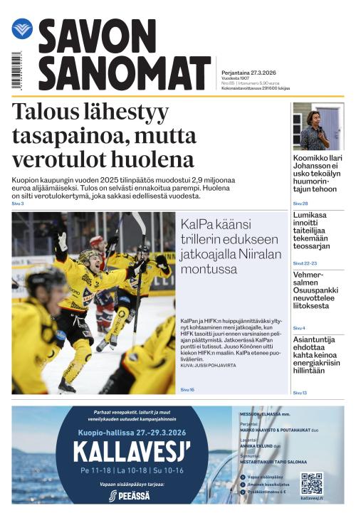 Savon Sanomat 27.3.2026