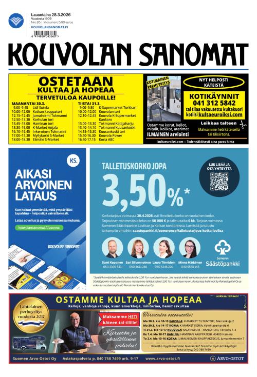 Kouvolan Sanomat 28.3.2026