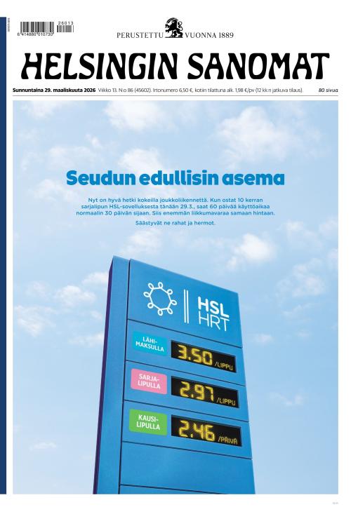 Helsingin Sanomat 29.3.2026