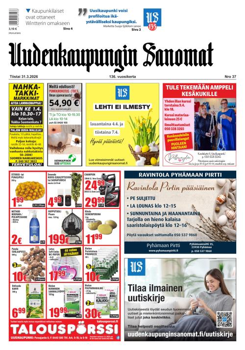 Uudenkaupungin Sanomat 31.3.2026