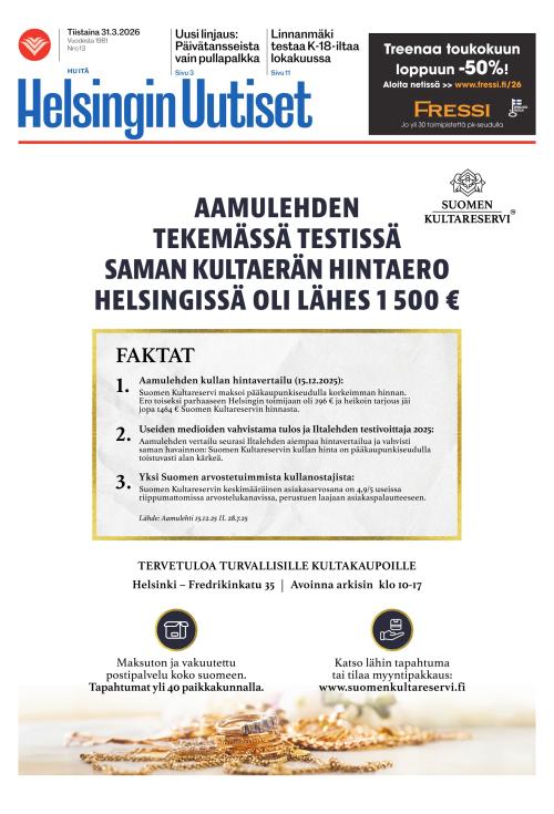 Helsingin Uutiset (Itä) 31.3.2026