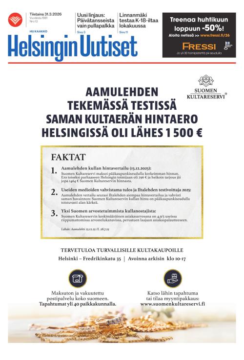 Helsingin Uutiset (Kaakko) & Kallio Lehti 31.3.2026