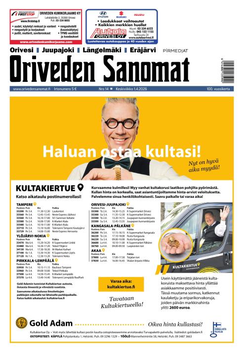 Oriveden Sanomat 1.4.2026