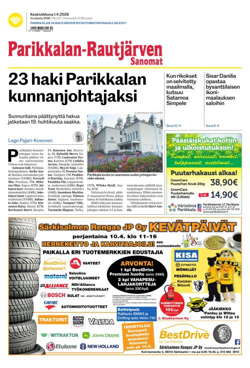 Parikkalan-Rautjärven Sanomat 1.4.2026