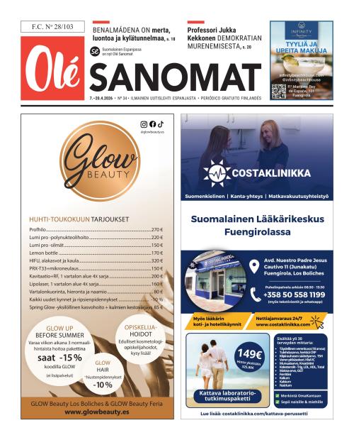 Olé Sanomat (Suomalainen Espanjassa-lehti) 34/2026