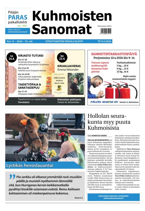 Kuhmoisten Sanomat 15/2026