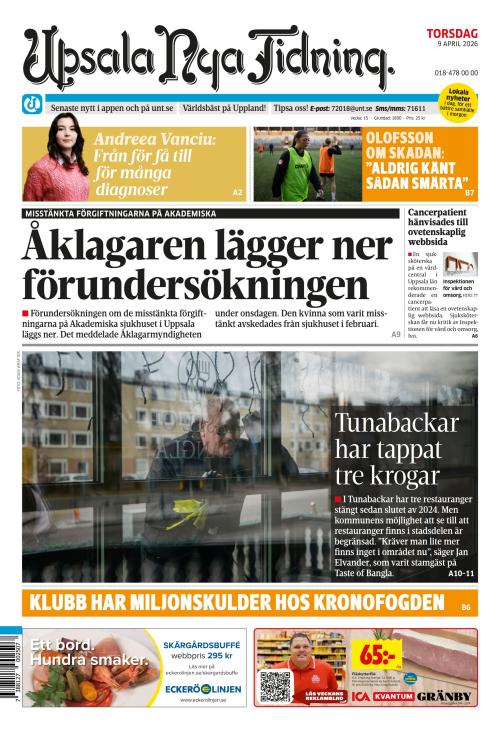 Upsala Nya Tidning 9.4.2026