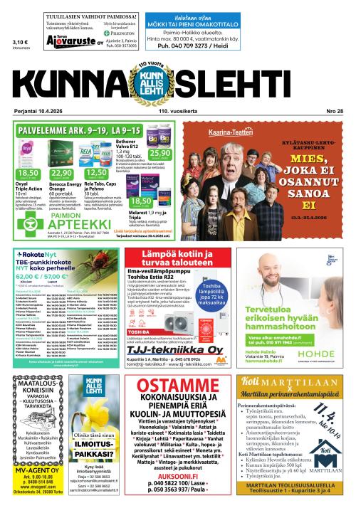 Kunnallislehti Paimio-Sauvo-Kaarina 10.4.2026