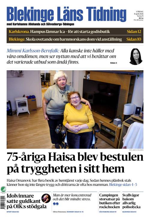 Blekinge Läns Tidning 11.4.2026