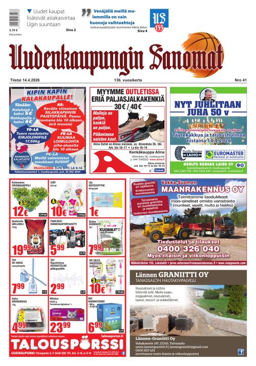 Uudenkaupungin Sanomat 14.4.2026